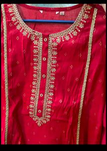 Red Embroidered Kurti