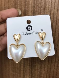 Pearl White Heart Shaped Drop Earrings