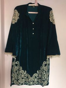 Emerald Green & Golden Velvet Pant set