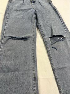 Straight Leg Ripped Jeans