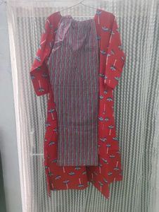 Red Kurta Pant Set