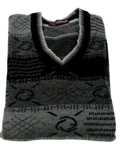 Vintage Patterned V-Neck Sweater