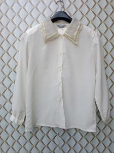 New With Tag Premium Off White Beads Shirt