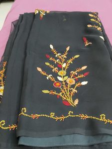 Elegant Embroidered Black Saree
