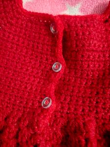 Adorable Handmade Red Crochet Dress