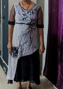 Navy Blue Up down Jorjat A Line Kurti