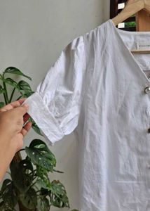 Korean White Button Down Top