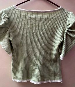 Green Puff Sleeve Top