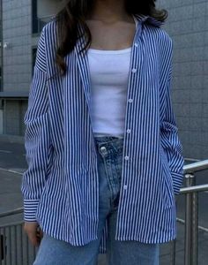 Striped Oversized Button-Down Shirt