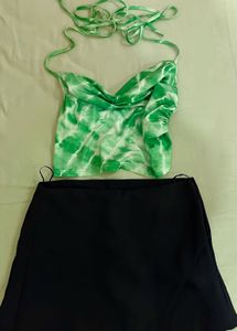 backlessGreen Tie-Dye Crop Top