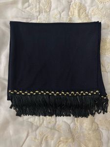Navy Fringe Scarf