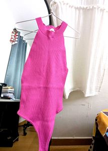 Pink Ribbed Tank Bodysuit