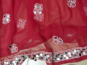 Red Mirror Kurti Festive Wear