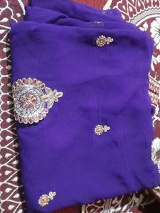 Navy Blue Designer Saree With Blouse