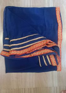 Elegant Navy Blue Saree without blouse