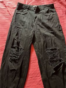 Ripped Black Boyfriend Jeans