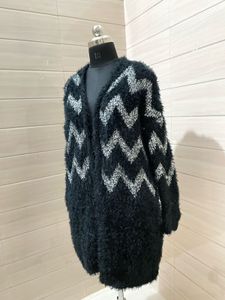 FOREVER21 Zigzag Fuzzy Knit Cardigan