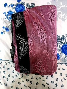 Maroon Floral Pattern Saree