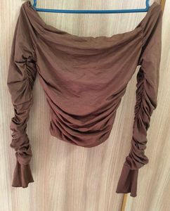 Brown Off-Shoulder Top
