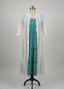Elegant Green & White Kurta Set