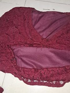 Burgundy Lace Long Sleeve Top