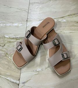 Beige Buckle Sandals