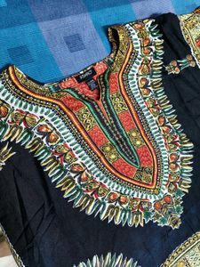Ashro Women Black Dashiki Print Kaftan Dress
