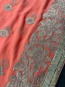 Peach Colour Saree For Eve Party 🎉