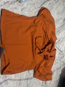 Orange Tie-Neck Blouse