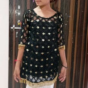 Stiched Kurta Only Black Sequin Work🖤