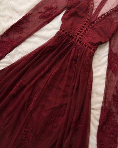 Burgundy Lace Maxi Dress
