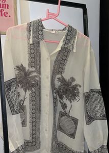 Palm Print Button-Down Shirt