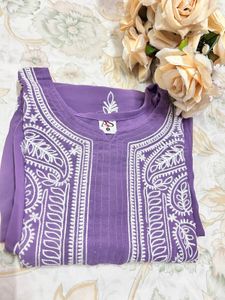 Purple Chickenkari Kurti New