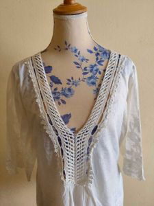 White Crochet Detail Top