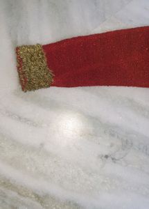 Red And Green Glittery Fur Cardigan