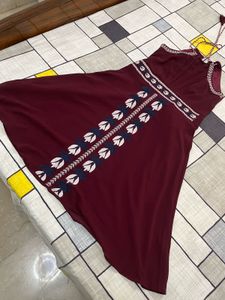 Maroon Embroidered Dress