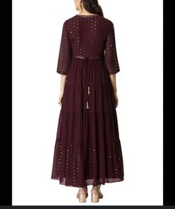 Maroon &amp; Golden Cocktail Maxi Dress