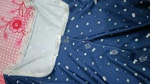 Lace Trimmed Navy Long Sleeve Top