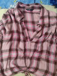Pink Checked Crop Top