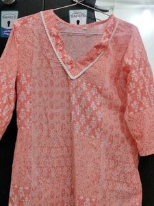 Peach Printed Kurta