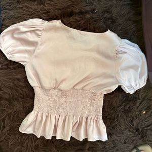 Pink Satin blouson Top wore once