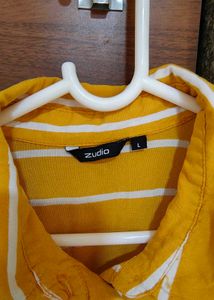 Zudio Yellow Striped Shirt (Size L)