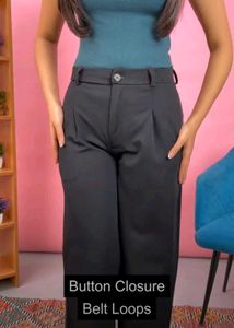 KOTTY Women Regular Fit Black Cotton Blend Trouser