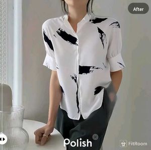 New With Tag Korean Satin Printed Shirt