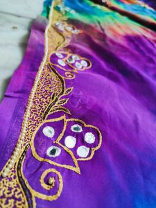 Multi Color Very Beautiful Saree Moti Work