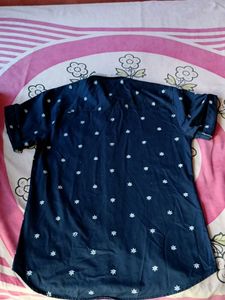 Navy Blue Printed Shirt Made In Thiland