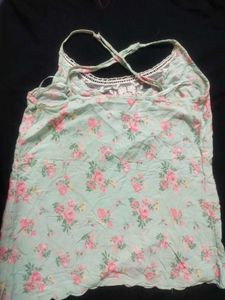 Floral Lace Trim Halter Top