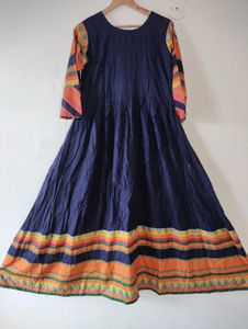 3/4th Sleeves Round Neck Kurta For Women, Blue