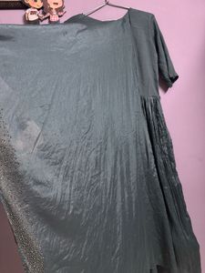 Elegant Ethnic Bottle Green Cape Gown