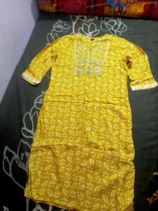 Yellow Printed Kurta Set